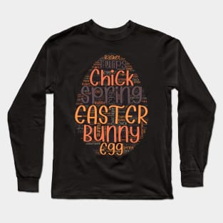 Colorful Easter Words Egg Shape Long Sleeve T-Shirt